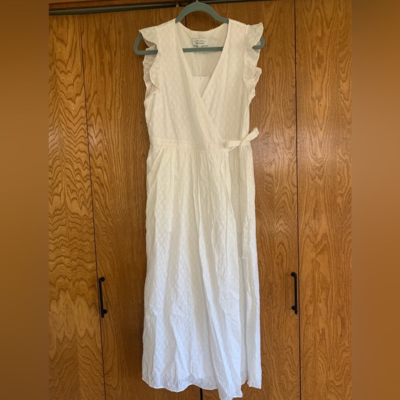 & Other Stories Dresses & Skirts - & Other Stories White Eyelet Wrap Maxi with Ruffle Shoulders